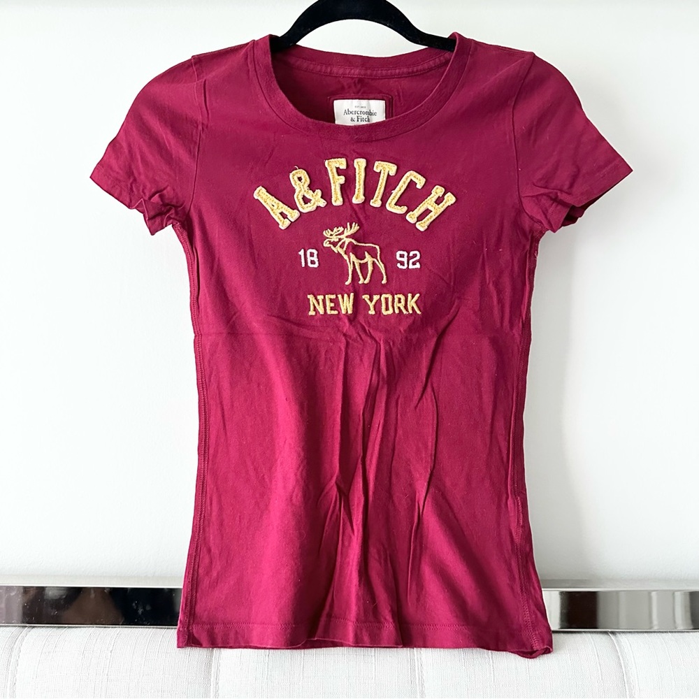 Abercrombie & Fitch Varsity Logo 100% Cotton Tee Shirt